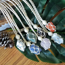 Macrame Crystal Necklace with Tumbled Stone - Natural