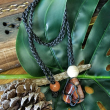 Macrame Crystal Necklace with Tumbled Stone - Black