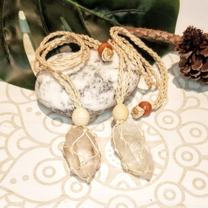 Macrame Crystal Holder Necklace + Clear Quartz