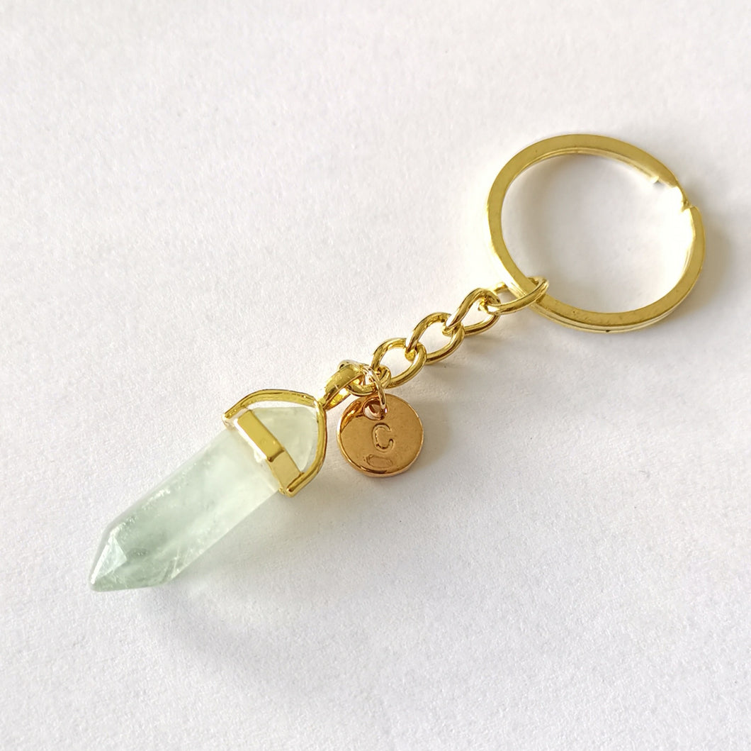 Personalised Crystal Point Key Chain - Green Fluorite